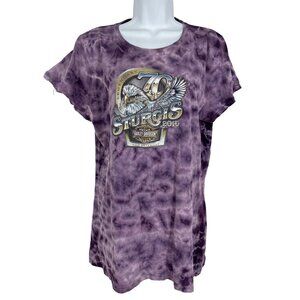 Harley Davidson Purple Tie Dye Double Sided Graphic Tee Size 2XL